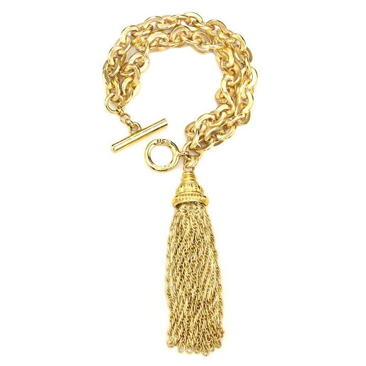 Ben-amun - Gold Chain Link Bracelet With Tassel