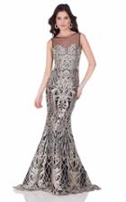 Terani Couture - Sleeveless Sheer And Golden Embroidery Fitted Gown 1621gl1895