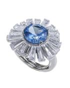 Cz By Kenneth Jay Lane - Aquamarine And Baguette Cz Ring