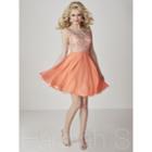 Hannah S - Embroidered Illusion Bateau Neck Chiffon A-line Dress 27097