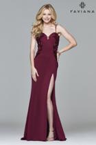 Faviana - S8004 Long Neoprene Dress With Applique