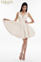 Terani Couture - 1821h7915 Plunging Fitted A-line Cocktail Dress