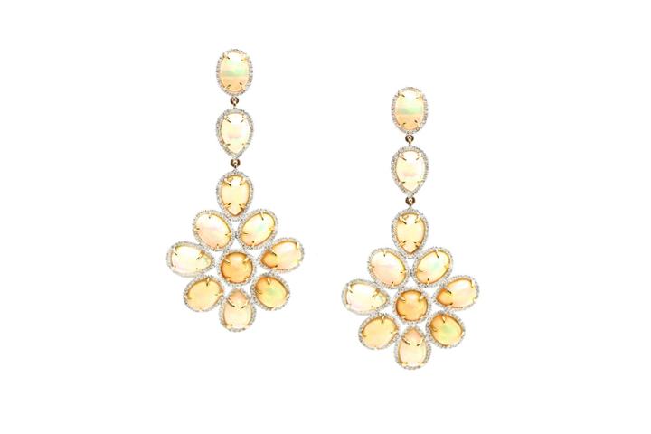 Tresor Collection - 18k Yellow Gold Earring With Ethiopian Opal & Diamond