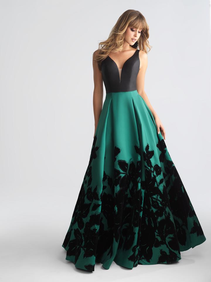 Madison James - 18-681 Plunging V-neck A-line Dress
