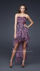 La Femme - High Low Dress With Animal Print 16289