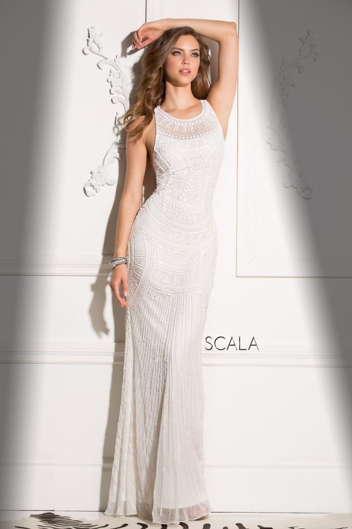 Scala - 48714 High Neck Long Evening Dress