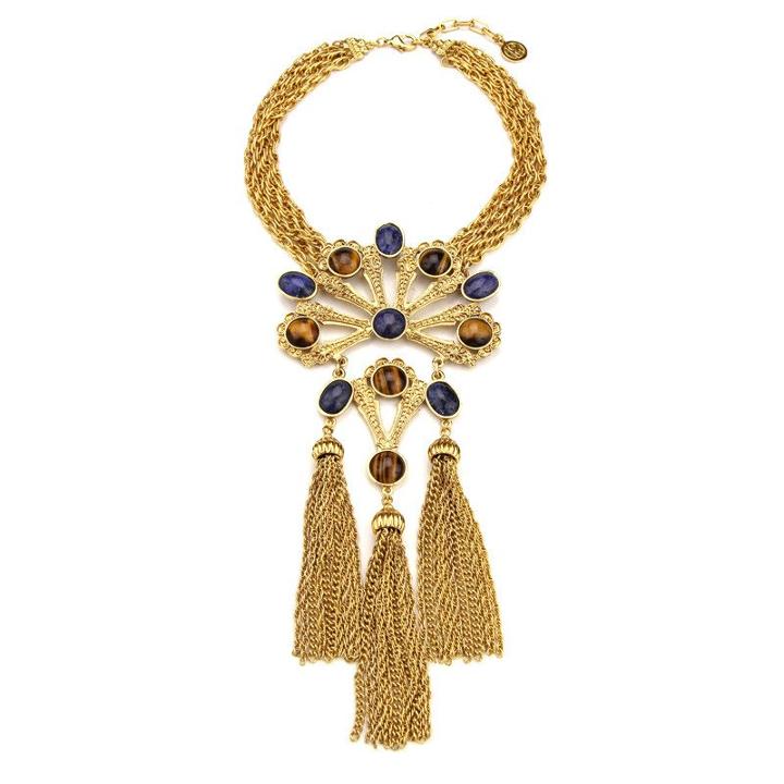 Ben-amun - Gypset Large Gold Necklace With Pendant And Three Tassels
