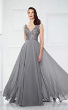 Montage By Mon Cheri - 217935 Beaded V-neck A-line Dress