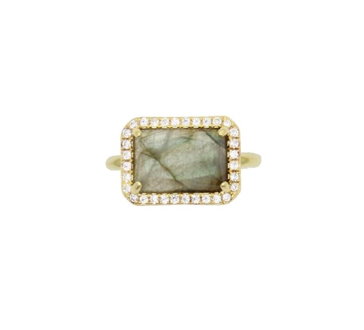 Rachael Ryen - Baguette Pave Ring In Labradorite