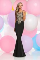 Zoey Grey - Gilt Lace Jewel Illusion Sheath Gown 30880