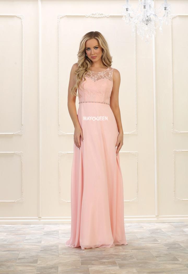 May Queen - Sleeveless Illusion Lace Evening Dress