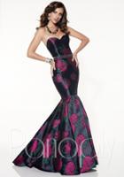 Panoply - Floral Print Strapless Sweetheart Mermaid Dress 14841
