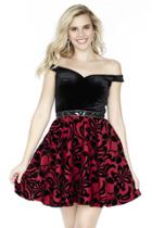 Jolene Collection - 17523l Off-shoulder Brocade Velvet Dress