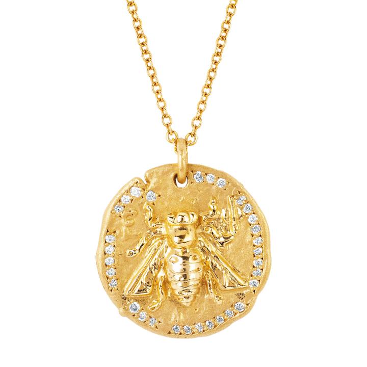 Logan Hollowell - 18k Sacred Honey Bee Coin Necklace