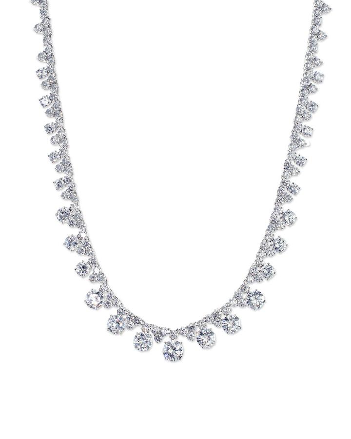 Cz By Kenneth Jay Lane - Round Drop Necklace
