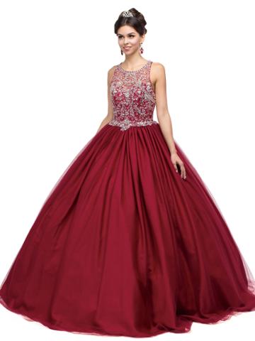 Dancing Queen - 1146 Bedazzled Illusion Scoop Ballgown