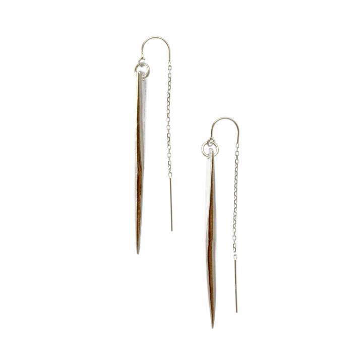 Heather Hawkins - Tiny Dagger Thread Thru Earrings - Sterling Silver