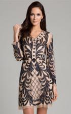 Lara Dresses - 33402 Sheer V-neck Mini Dress