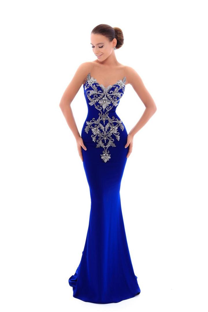 Tarik Ediz - 93474 Metallic Beaded Crepe Mermaid Gown