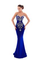 Tarik Ediz - 93474 Metallic Beaded Crepe Mermaid Gown