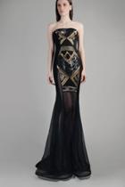 Beside Couture By Gemy - Cpf14 4046 Strapless Geometric Illusion Gown