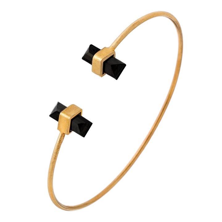 Heather Hawkins - Baguette Bar Bangle In Black Spinel