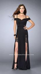 La Femme - Sultry Off-shoulder Lace Inlay Evening Gown 23607