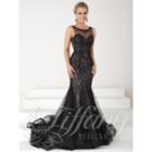 Tiffany Designs - Scoop Neckline Beaded Lace Mermaid Gown