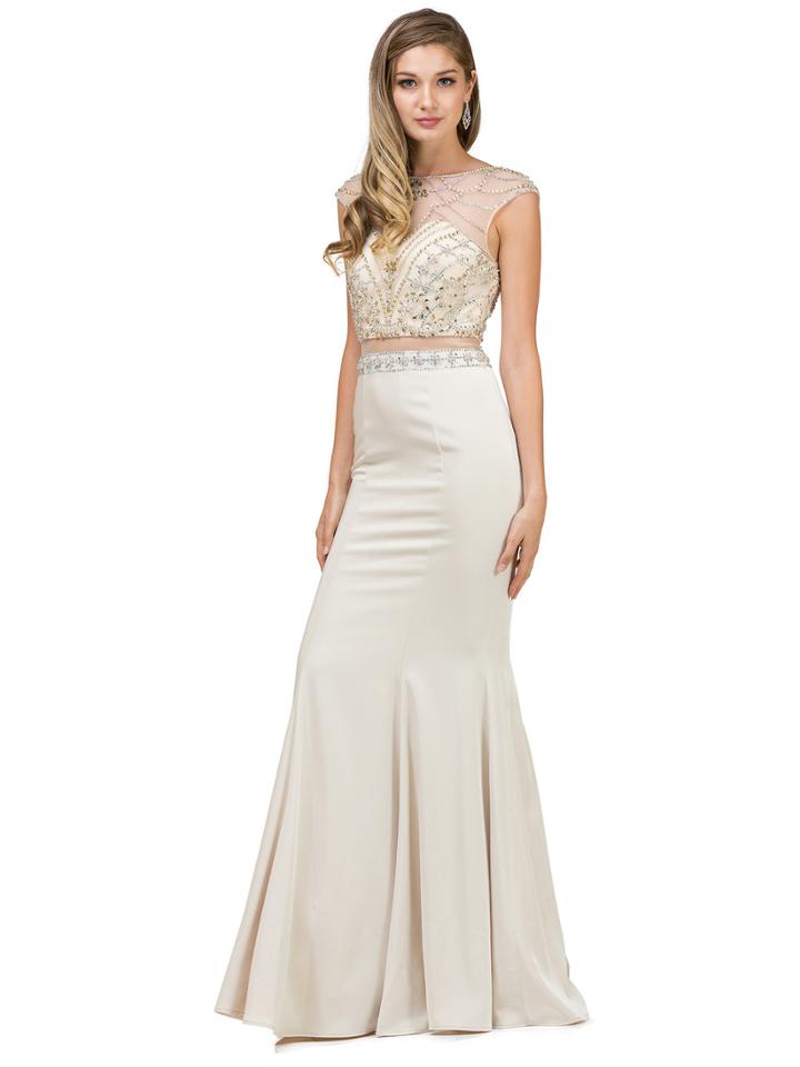 Dancing Queen - 9966 Embellished Illusion Bateau Dress