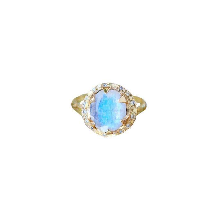 Logan Hollowell - Queen Diamond And Oval Moonstone Ring