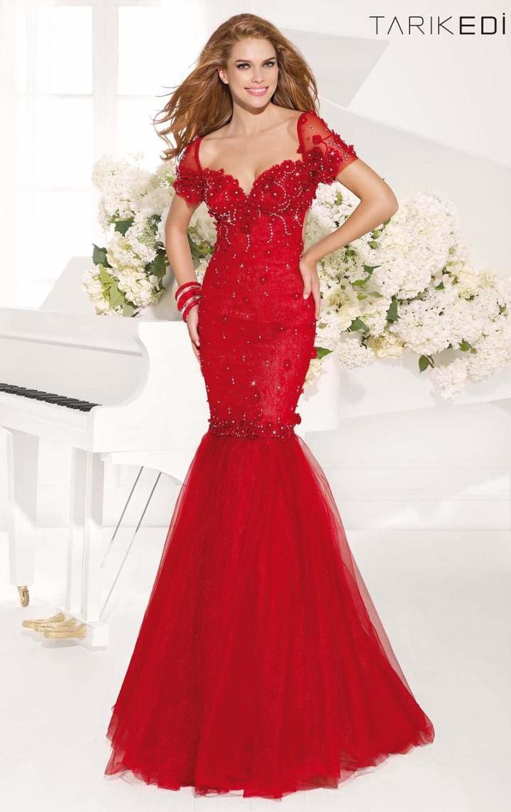 Tarik Ediz - Sexy Back Floral Accent Mermaid Gown 92347