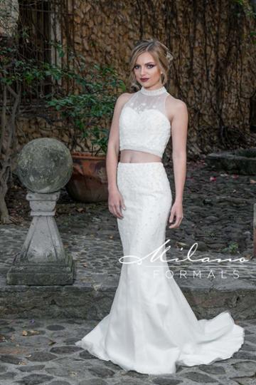 Milano Formals - Aa9338 Embellished Two Piece Mermaid Wedding Gown