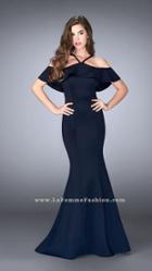 La Femme - Ruffled Off-shoulder Mermaid Long Evening Gown 24344