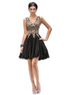 Dancing Queen - Captivating Embroidered V-neck Chiffon A-line Dress 9384