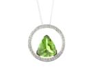 Tresor Collection - Peridot And Diamond Pendant In 18k White Gold