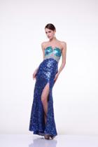 Cinderella Divine - Sequined Fitted Evening Gown With Slit