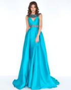 Cassandra Stone - 2025a Beaded Bateau Column Gown With Overskirt