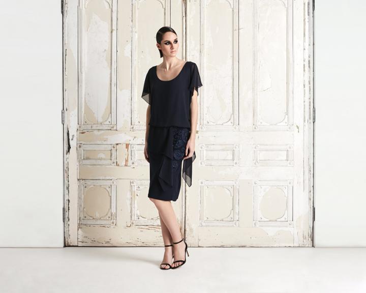Daymor Couture - 768 Short Draped Sleeve Cocktail Dress