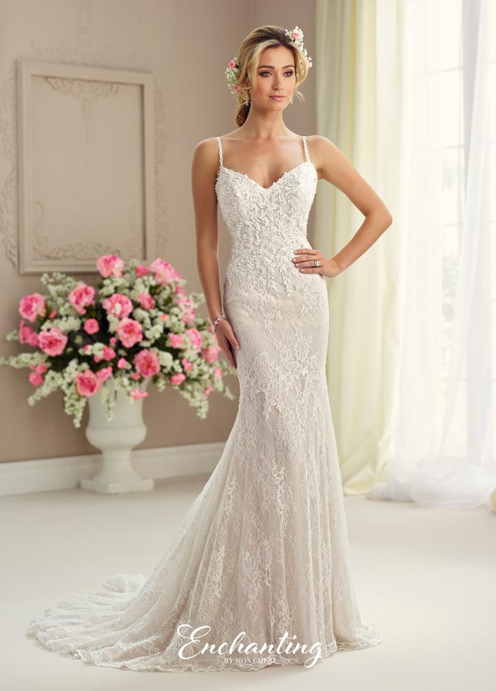 Enchanting By Mon Cheri - 217107 Allover Lace Chiffon Wedding Gown