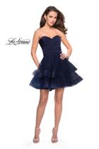 La Femme - 26654 Pleated Sweetheart Tiered Tulle A-line Dress