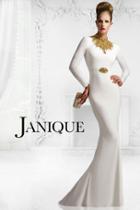 Janique - Bejeweled High Neck Long Sleeved Gown W993