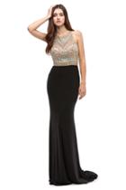 Eureka Fashion - Beaded Halter Neck Jersey Sheath Dress