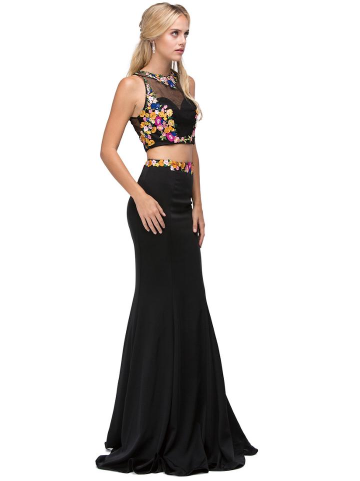 Appealing Floral Embroidered Illusion Sweetheart Two-piece Mermaid Jersey Dress