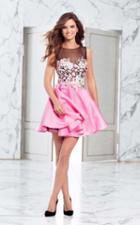 Tarik Ediz - Floral Accented A-line Dress 50002