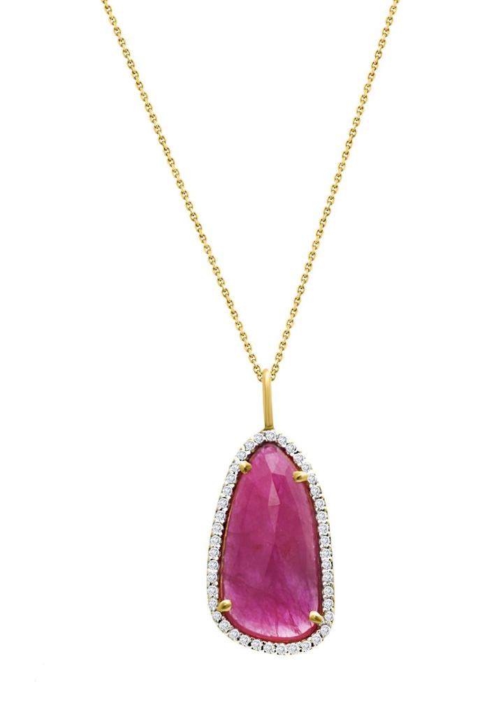 Tresor Collection - Ruby Pendant With Diamond Pave All Around In 18k Yg