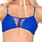 Luli Fama - Kiss The Wave Strings To Braid Criss-cross Sporty Bra In Electric Blue (l477725)