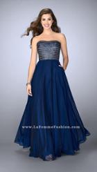 La Femme - Strapless Beaded Modified Sweetheart Long Chiffon Gown 24246
