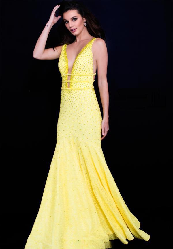 Jovani - 60191 Beaded Strappy Plunging Gown
