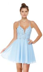 Alyce Paris - 4049 Strappy Open Back Lace And Chiffon Cocktail Dress