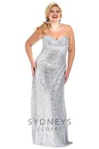 Sydney's Closet - Sc7171 Plus Size Dress In Silver